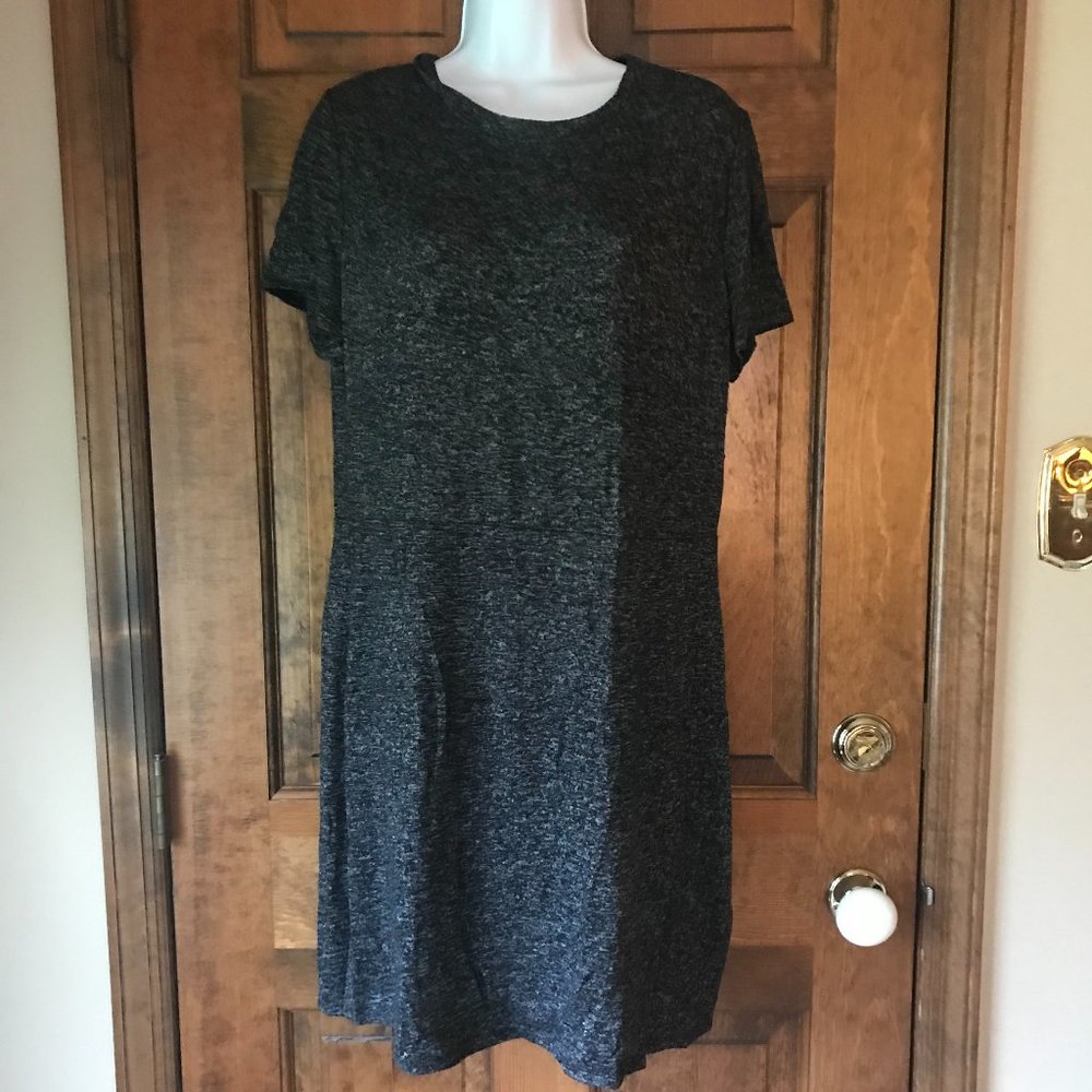 Express Black Marl Pullover Short Sleeve Dress Large
